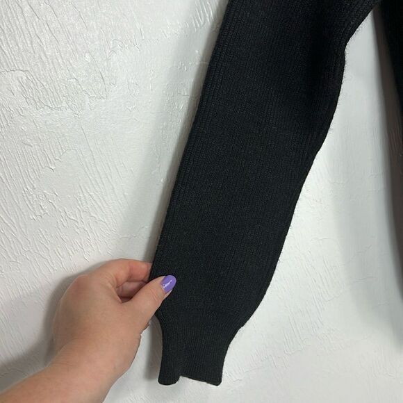 Missouri Italian Black Wool Blend High Neck Pullover Sweater Size L - Picture 4 of 10